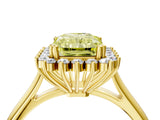 Yellow gold Fancy Yellow Radiant  Cut Diamond Halo Ring with Solitaire Band and Prong Setting_58
