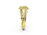 Yellow gold Fancy Yellow Radiant Cut Diamond Halo Ring with Split Shank Pavé Band and Four-Prong Setting_2
