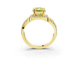 Yellow gold Fancy Yellow Radiant Cut Diamond Halo Ring with Split Shank and Bezel Accents and Four-Prong Setting_3