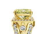 Yellow gold Fancy Yellow Radiant Cut Diamond Halo Ring with Split Shank and Bezel Accents and Four-Prong Setting_5