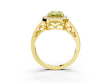 Yellow gold Fancy Yellow Radiant Cut Diamond Halo Ring with Split Shank and Bezel Accents and Prong Setting_3