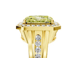 Yellow gold Fancy Yellow Radiant Cut Diamond Halo Ring with Split Shank and Bezel Accents and Prong Setting_5