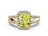 Yellow gold Fancy Yellow Radiant Cut Diamond Halo Split Shank Engagement Ring_39