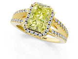 Yellow gold Fancy Yellow Radiant Cut Diamond Halo Split Shank Engagement Ring_40