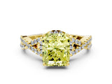 Yellow gold Fancy Yellow Radiant Cut Diamond  Halo Twist Band Solitaire Prong Setting Ring_24