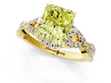 Yellow gold Fancy Yellow Radiant Cut Diamond  Halo Twist Band Solitaire Prong Setting Ring_25