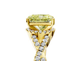 Yellow gold Fancy Yellow Radiant Cut Diamond  Halo Twist Band Solitaire Prong Setting Ring_29