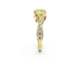 Yellow gold Fancy Yellow Radiant Cut Diamond  Halo Twist Band Solitaire Prong Setting Ring_62