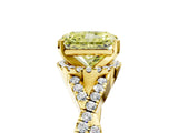 Yellow gold Fancy Yellow Radiant Cut Diamond  Halo Twist Band Solitaire Prong Setting Ring_65
