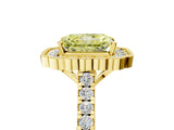Yellow gold Fancy Yellow Radiant  Cut Diamond Milgrain Floral Halo Engagement Ring with Pavé Band_20