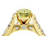 Yellow gold Fancy Yellow Radiant  Cut Diamond Pavé Band Solitaire with Four-Prong Setting_19
