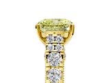 Yellow gold Fancy Yellow Radiant  Cut Diamond Pavé Band Solitaire with Four-Prong Setting_20