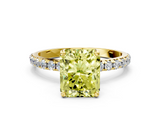 Yellow gold Fancy Yellow Radiant  Cut Diamond Pavé Band Solitaire with Four-Prong Setting_3