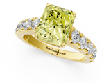 Yellow gold Fancy Yellow Radiant  Cut Diamond Pavé Band Solitaire with Four-Prong Setting_4