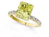 Yellow gold Fancy Yellow Radiant  Cut Diamond Pavé Band Solitaire with Four-Prong Setting_4