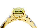 Yellow gold Fancy Yellow Radiant  Cut Diamond Pavé Band Solitaire with Four-Prong Setting_7