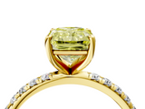 Yellow gold Fancy Yellow Radiant  Cut Diamond Pavé Band Solitaire with Four-Prong Setting_7