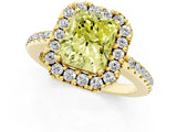 Yellow gold Fancy Yellow Radiant Cut Diamond Pavé Halo Ring with Four-Prong Setting_37