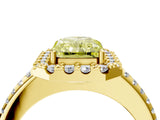 Yellow gold Fancy Yellow Radiant Cut Diamond Pavé Halo Ring with Four-Prong Setting_40