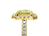 Yellow gold Fancy Yellow Radiant Cut Diamond Pavé Halo Ring with Four-Prong Setting_41