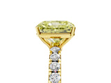 Yellow gold Fancy Yellow Radiant Cut Diamond Pavé Solitaire Engagement Ring with Four-Prong Setting_59