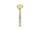 Yellow gold Fancy Yellow Radiant Cut Diamond Pavé Solitaire Ring with Round Band and Prong Setting_14