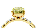 Yellow gold Fancy Yellow Radiant Cut Diamond Pavé Solitaire Ring with Round Band and Prong Setting_16