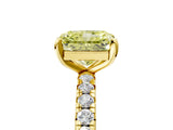 Yellow gold Fancy Yellow Radiant Cut Diamond Pavé Solitaire Ring with Round Band and Prong Setting_17