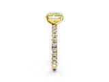 Yellow gold Fancy Yellow Radiant Cut Diamond Pavé Solitaire Ring with Round Band and Prong Setting_26