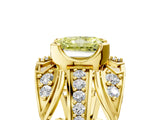 Yellow gold Fancy Yellow Radiant Cut Diamond Pave Art Deco Split Shank Ring with Four-Prong Setting_5