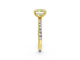 Yellow gold Fancy Yellow Radiant Cut Diamond Pave Band Solitaire Ring with Four-Prong Setting_59