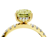 Yellow gold Fancy Yellow Radiant Cut Diamond Pave Band Solitaire Ring with Four-Prong Setting_61