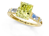 Yellow gold Fancy Yellow Radiant  Cut Diamond Ring with Baguette Side Stones, Channel Set Band, and Four-Prong Setting_25