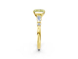 Yellow gold Fancy Yellow Radiant  Cut Diamond Ring with Baguette Side Stones, Channel Set Band, and Four-Prong Setting_26