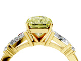 Yellow gold Fancy Yellow Radiant  Cut Diamond Ring with Baguette Side Stones, Channel Set Band, and Four-Prong Setting_28