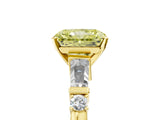 Yellow gold Fancy Yellow Radiant  Cut Diamond Ring with Baguette Side Stones, Channel Set Band, and Four-Prong Setting_29