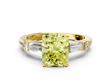 Yellow gold Fancy Yellow Radiant  Cut Diamond Ring with Baguette Side Stones, Channel Set Band, and Four-Prong Setting_3