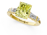 Yellow gold Fancy Yellow Radiant  Cut Diamond Ring with Baguette Side Stones, Channel Set Band, and Four-Prong Setting_4