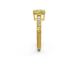 Yellow gold Fancy Yellow Radiant Cut Diamond Ring with Milgrain Pavé Band and Four-Prong Setting_27