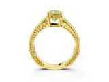 Yellow gold Fancy Yellow Radiant Cut Diamond Ring with Milgrain Pavé Band and Four-Prong Setting_28