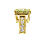 Yellow gold Fancy Yellow Radiant Cut Diamond Ring with Milgrain Pavé Band and Four-Prong Setting_30