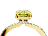 Yellow gold Fancy Yellow Radiant  Cut Diamond Ring with Pavé Band and Four-Prong Setting_21