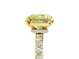 Yellow gold Fancy Yellow Radiant  Cut Diamond Ring with Pavé Band and Four-Prong Setting_22