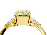 Yellow gold Fancy Yellow Radiant Cut Diamond Ring with Side Stones and Four-Prong Setting_102