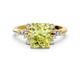 Yellow gold Fancy Yellow Radiant Cut Diamond Ring with Side Stones and Four-Prong Setting_98