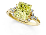 Yellow gold Fancy Yellow Radiant Cut Diamond Ring with Side Stones and Four-Prong Setting_99