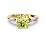 Yellow gold Fancy Yellow Radiant  Cut Diamond Ring with Tapered Baguette Side Stones in Four-Prong Setting_3
