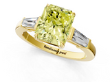 Yellow gold Fancy Yellow Radiant  Cut Diamond Ring with Tapered Baguette Side Stones in Four-Prong Setting_4