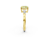 Yellow gold Fancy Yellow Radiant  Cut Diamond Ring with Tapered Baguette Side Stones in Four-Prong Setting_5