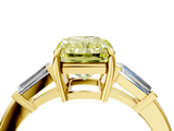 Yellow gold Fancy Yellow Radiant  Cut Diamond Ring with Tapered Baguette Side Stones in Four-Prong Setting_7
